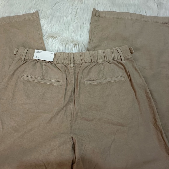 AMERICAN EAGLE HIGH RISE WIDE LEG STRETCH TROUSERS BEIGE WOMEN’S SIZE 12 - Picture 12 of 16